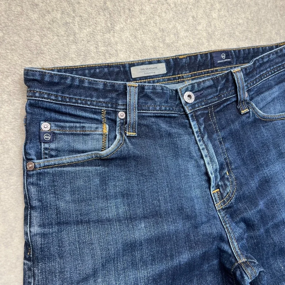 AG Adriano Goldschmied Mens The Graduate Jeans Blue Denim Tailored Leg USA 33x32